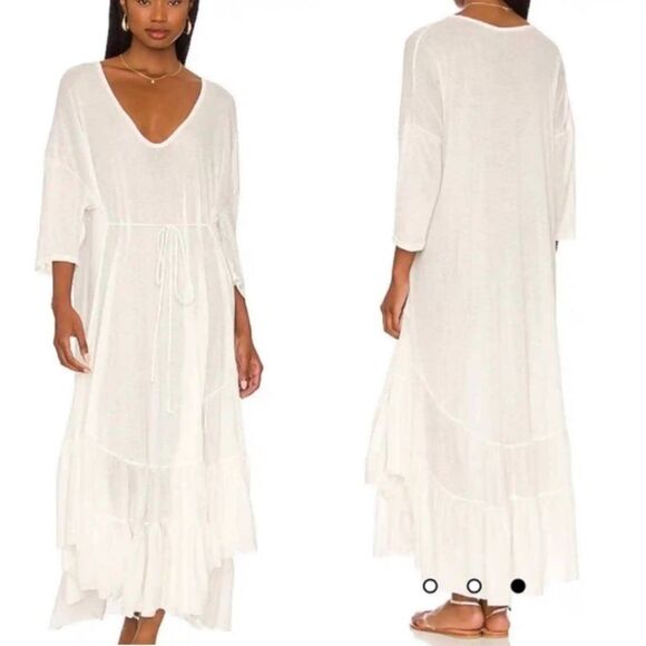 NWT Free People Beach Sun Seeker Oversized Ruffle Tier Hem Maxi Dress Size M - Picture 2 of 5